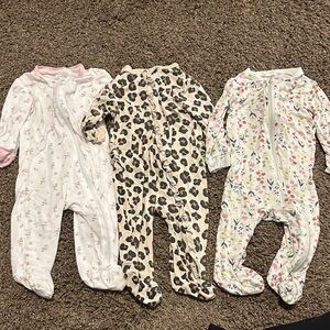 Charming Kids Footies Set with Leopard and Floral Prints